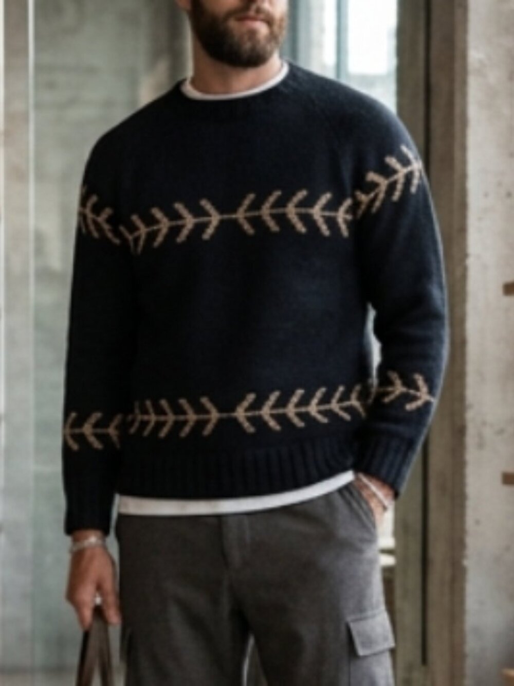 Vintage Gap Navy Knit Sweater M Lambs Wool Nordic Fair Isle Heritage Hong Kong